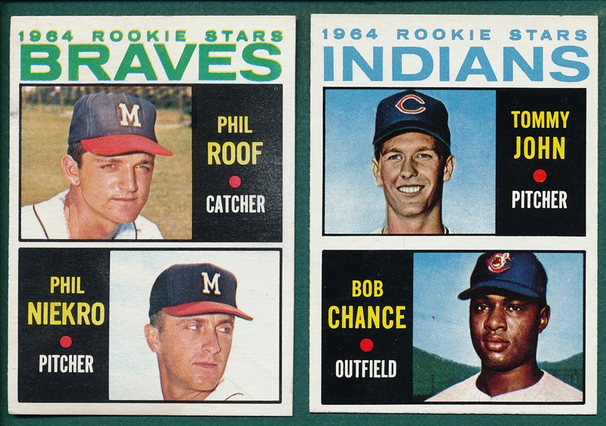 1964 Topps #146 Tommy John & #541 Phil Niekro, Lot of (2) Rookie Cards *High Grade*
