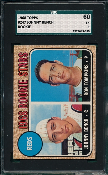 1968 Topps #247 Johnny Bench SGC 60 *Rookie*