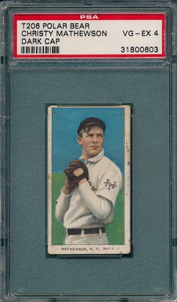 1909-1911 T206 Mathewson, Dark Cap, Polar Bear Tobacco PSA 4