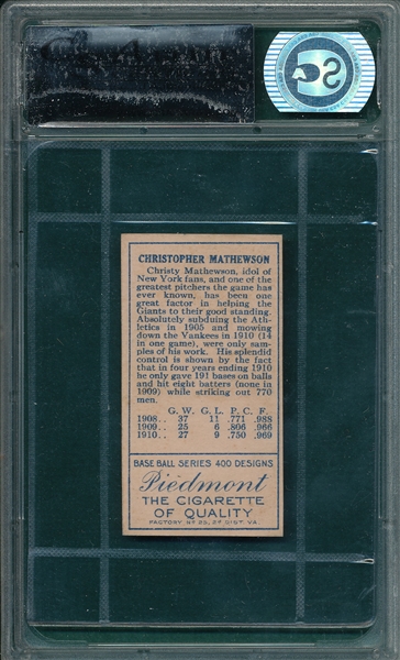 1911 T205 Mathewson Piedmont Cigarettes 