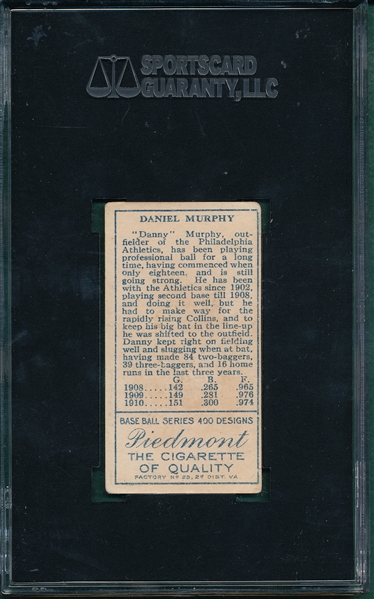 1911 T205 Murphy Piedmont Cigarettes SGC 50