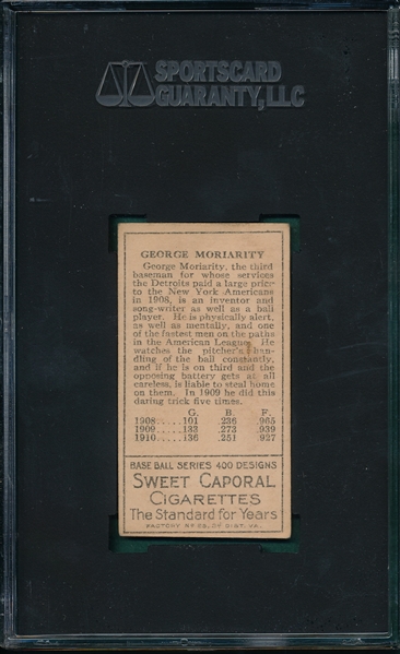 1911 T205 Moriarity Sweet Caporal Cigarettes SGC 60