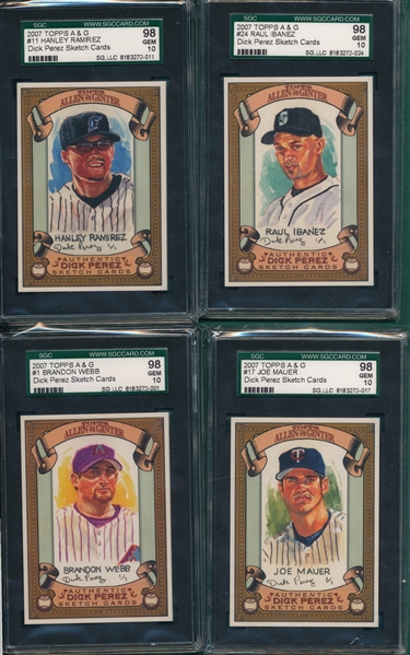 2007 Topps A & G, Perez Sketch Cards, Lot of (11) SGC 98 *GEM MINT*