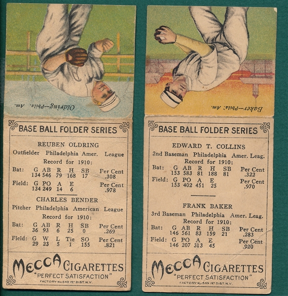 1911 T201 Bender/Oldring & Baker/Collins, Athletics Mecca Cigarettes 