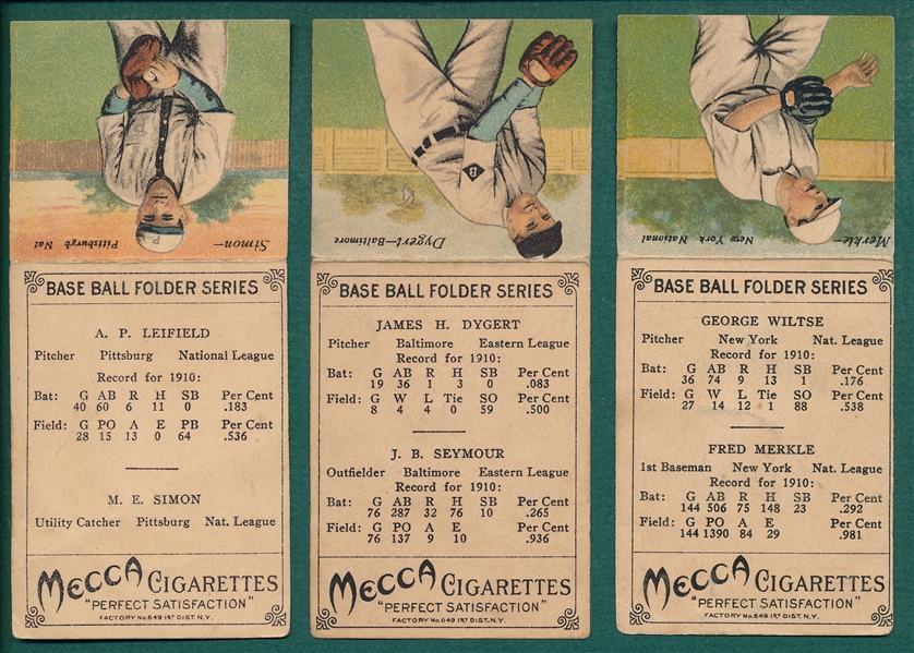 1911 T201 Lot of (3) Mecca Cigarettes W/ Wiltse/Merkle