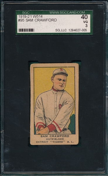 1919-21 W514 #95 Sam Crawford SGC 40