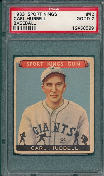 1933 Sports Kings #42 Carl Hubbell PSA 2