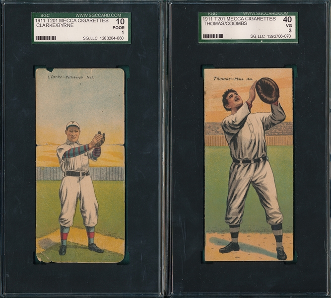 1911 T201 Thomas/Coombs & Clarke/Bryne Mecca Cigarettes (2) Card Lot SGC