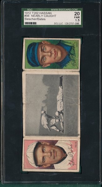 1912 T202 Nearly Caught, Bates/Bescher, Hassan Cigarettes SGC 20