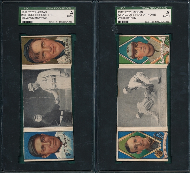 1912 T202 Lot of (4) Triple Folders, Hassan Cigarettes W/ Mathewson SGC 