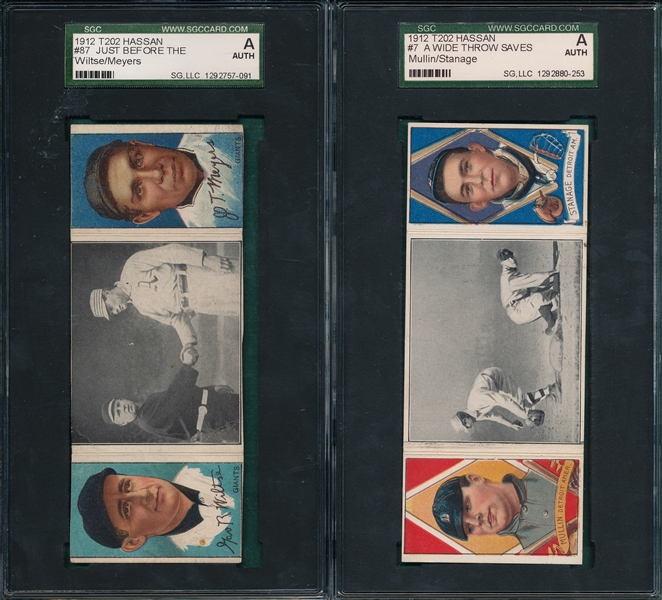 1912 T202 Lot of (4) Triple Folders, Hassan Cigarettes W/ Mathewson SGC 