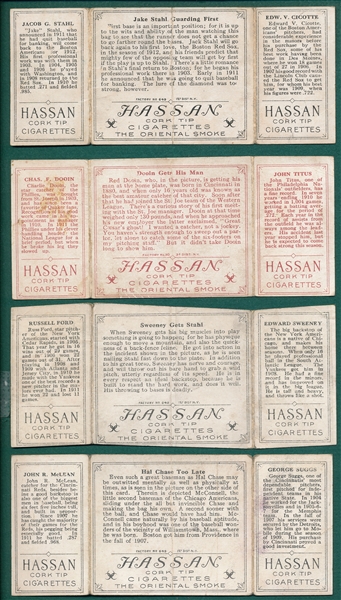 1912 T202 Triple Folders Lot of (4), Hassan Cigarettes W/ Cicotte
