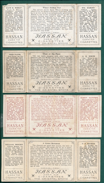 1912 T202 Triple Folders Lot of (4), Hassan Cigarettes W/ Wheat