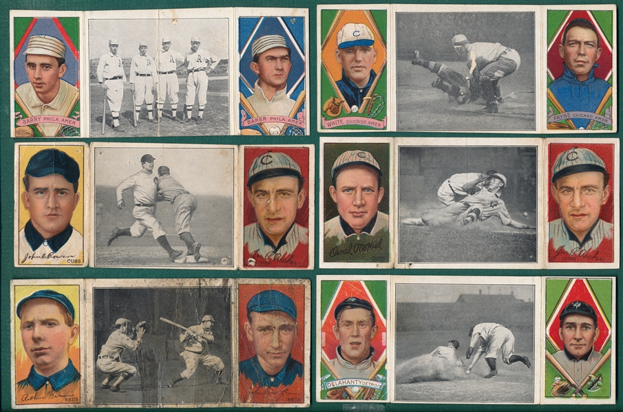 1912 T202 Triple Folders Lot of (6), Hassan Cigarettes W/ Home Run Baker