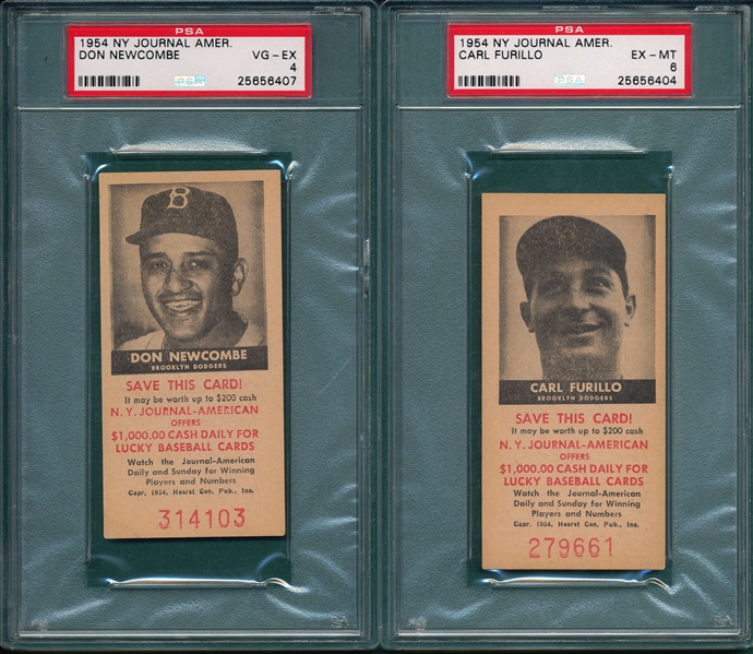 1954 NY Journal American Newcombe & Furillo (2) Card Lot PSA 
