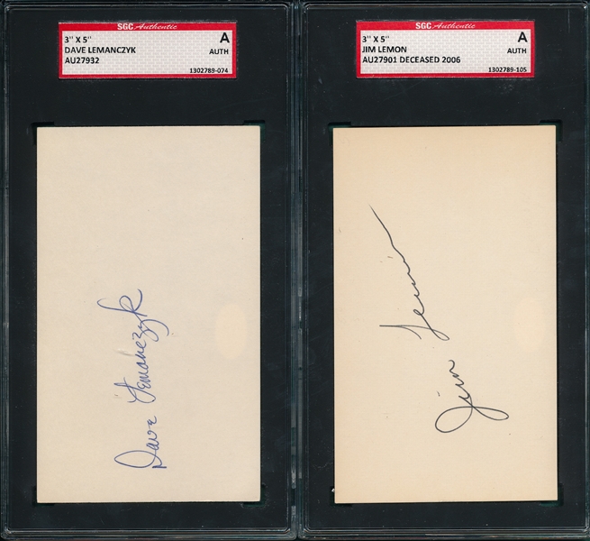 Lot of (4) Autographed Index Card SGC Authentic W/ Jim Lemon