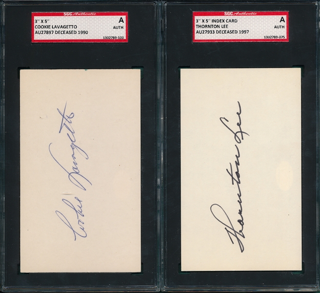 Lot of (4) Autographed Index Card SGC Authentic W/ Lavagetto