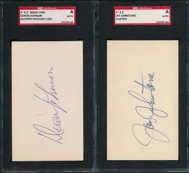 Lot of (4) Autographed Index Card SGC Authentic W/ Bob Johnson