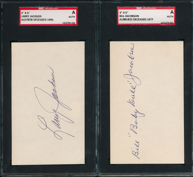 Lot of (4) Autographed Index Card SGC Authentic W/ Bill Jacobson