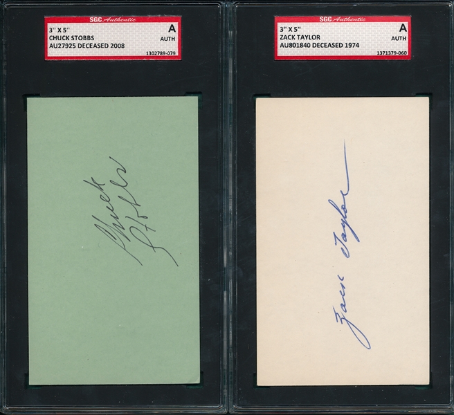 Lot of (4) Autographed Index Card SGC Authentic W/ Zack Taylor