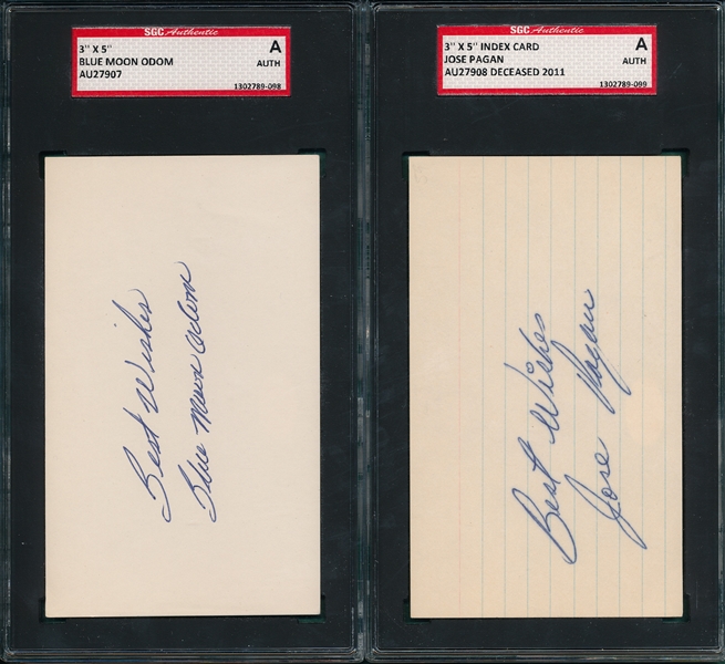 Lot of (4) Autographed Index Card SGC Authentic W/ Jose Pagan