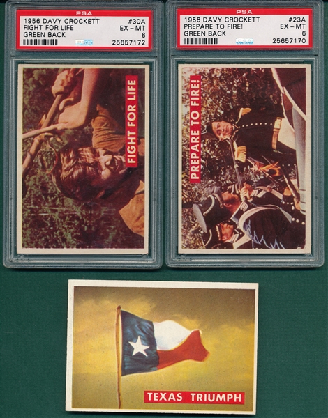 1956 Topps Davy Crockett, Green Backs Lot of (9) W/ #80 (Last Card) PSA
