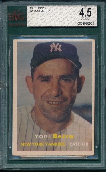 1957 Topps #2 Yogi Berra BVG 4.5