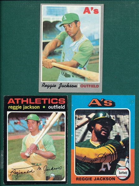 1970-75 Topps Reggie Jackson (3) Card Lot 