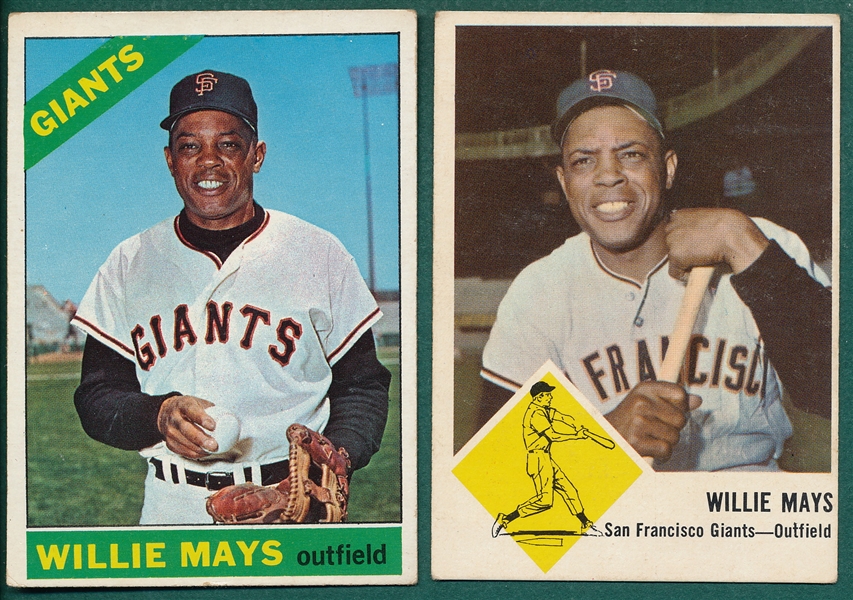 1963 Fleer & 1966 Topps Willie Mays, (2) Card Lot