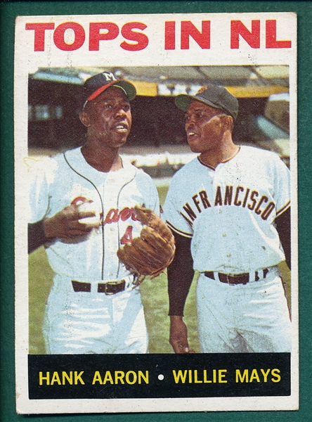 1964 Topps #423 Tops in NL W/ Mays & Aaron