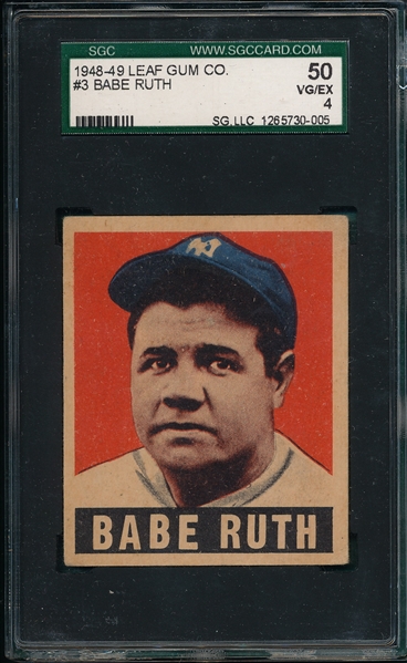 1948-49 Leaf #3 Babe Ruth SGC 50