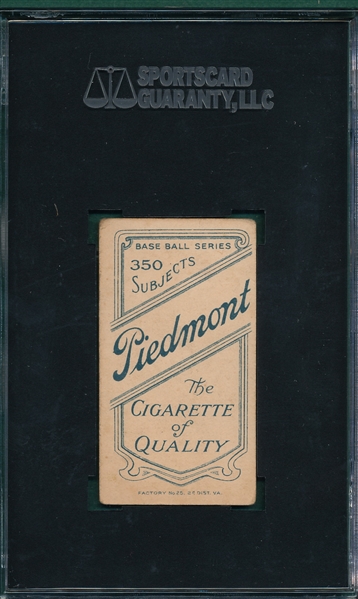 1909-1911 T206 Fiene, Throwing, Piedmont Cigarettes SGC 40