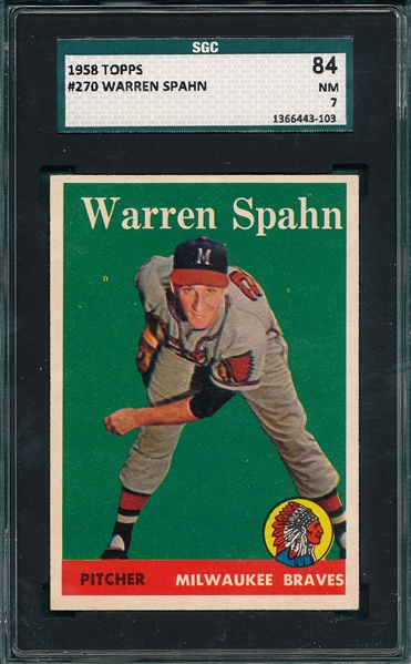 1958 Topps #270 Warren Spahn SGC 84 