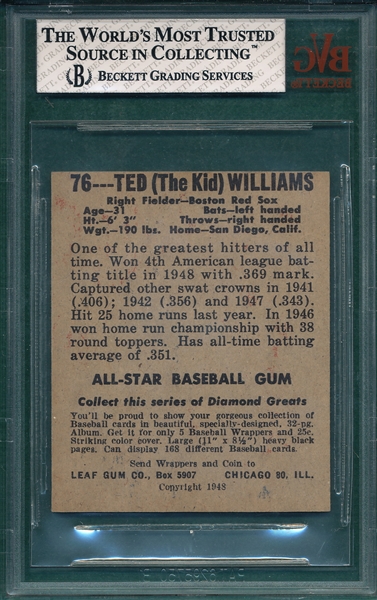 1948-49 Leaf #76 Ted Williams BVG 5