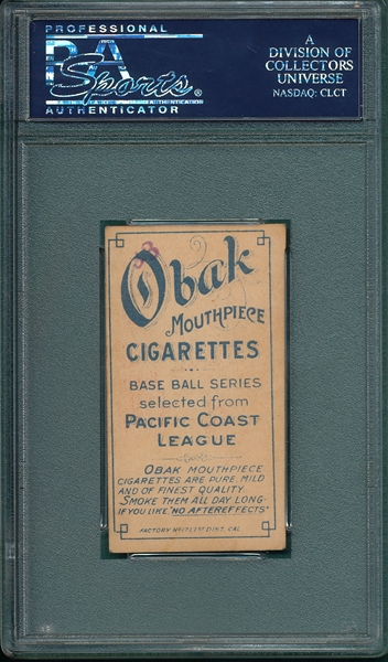 1909 T212-1 Bernard Obak Cigarettes PSA 4
