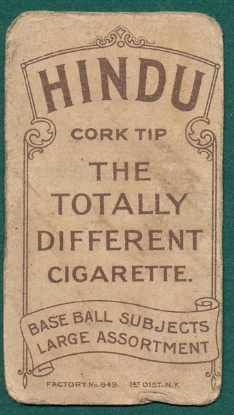 1909-1911 T206 Dahlen Hindu Cigarettes 