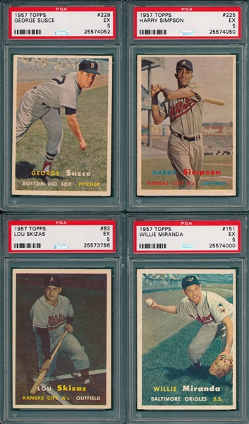 1957 Topps (10) Card Lot W/ Turley PSA 5