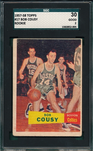 1957-58 Topps BSKT #17 Bob Cousy SGC 30 *Rookie*
