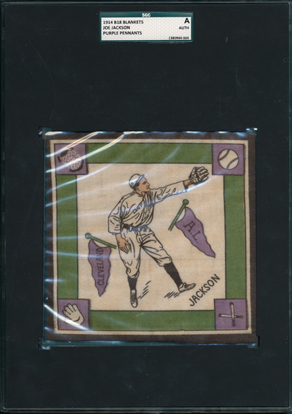 1914 B18 Blankets Joe Jackson, Purple Pennants SGC Authentic