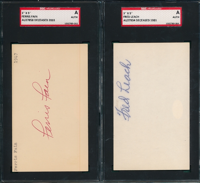 Lot of (6) Autographed Index Card SGC Authentic W/ Joe Nuxhall