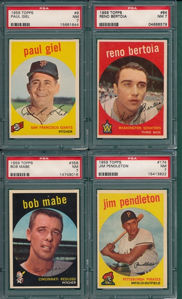 1959 Topps Lot of (4) W/ #356 Mabe PSA 7