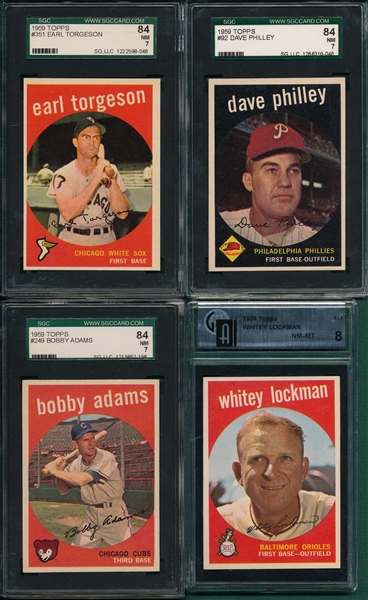 1959 Topps Lot of (4) W/ #351 Torgeson SGC 84
