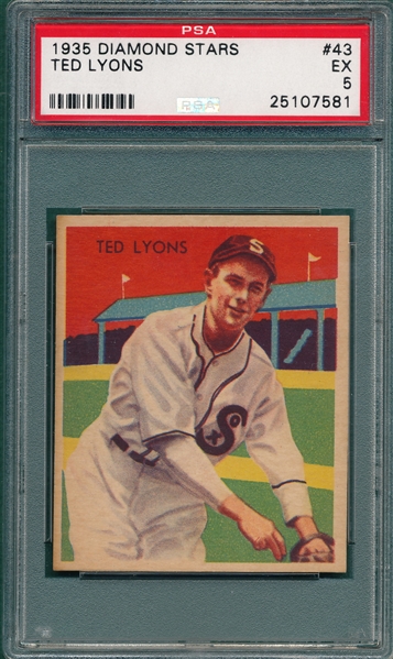 1934-36 Diamond Stars #43 Ted Lyons PSA 5