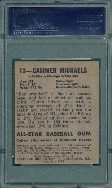 1948-49 Leaf #13 Casimer Michaels PSA 4 *SP*