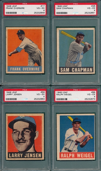1948-49 Leaf Lot of (4) W/ #17 Overmire PSA 4
