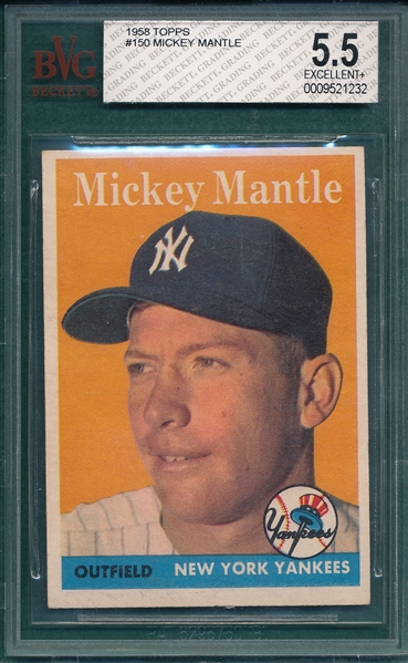 1958 Topps #150 Mickey Mantle BVG 5.5