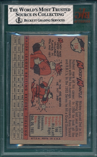 1958 Topps #150 Mickey Mantle BVG 5.5