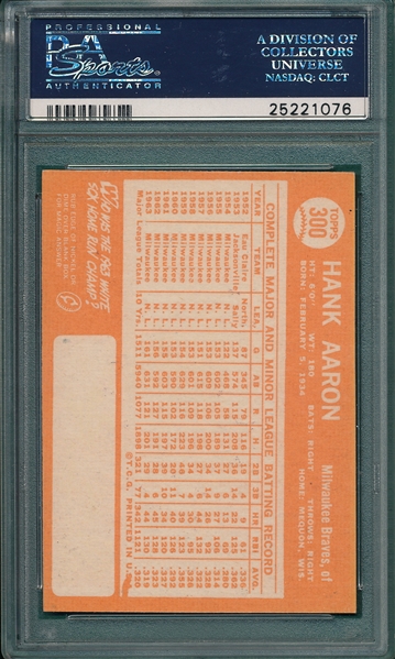 1964 Topps #300 Hank Aaron PSA 7