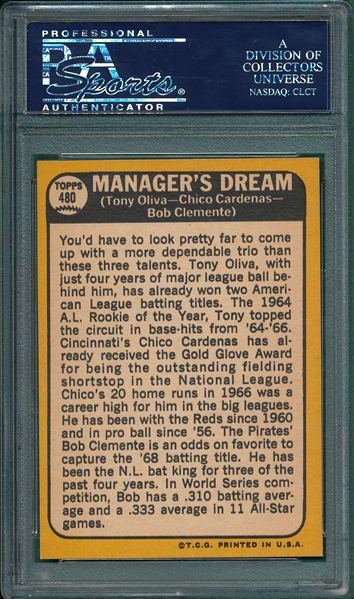 1968 Topps #480 Managers Dream W/ Clemente PSA 8.5
