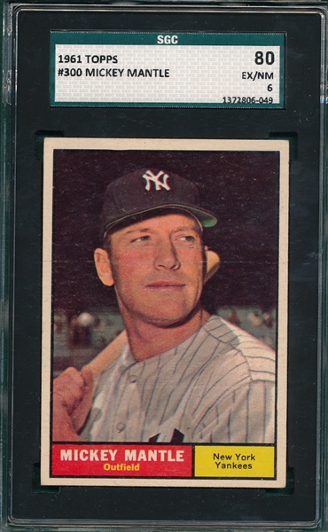1961 Topps #300 Mickey Mantle SGC 80